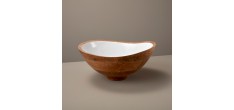 Saladier Bois de Manguier avec Résine Blanche  29 x28 x12 cm