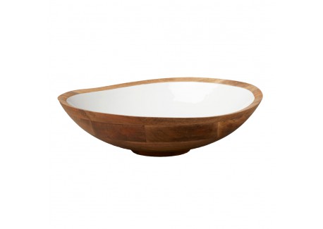 Saladekom Mangohout en Wit Hars 44 x43 x12 cm