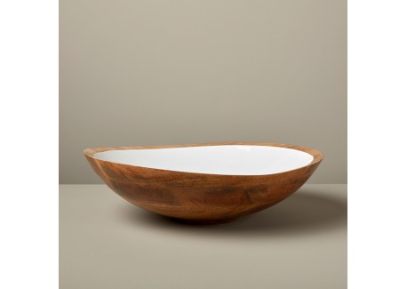 Saladekom Mangohout en Wit Hars 44 x43 x12 cm