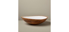 Saladier XXL Bois de Manguier et Résine Blanche 44 x43 x12 cm