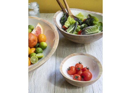 Saladekom Mangohout en Wit Hars 44 x43 x12 cm