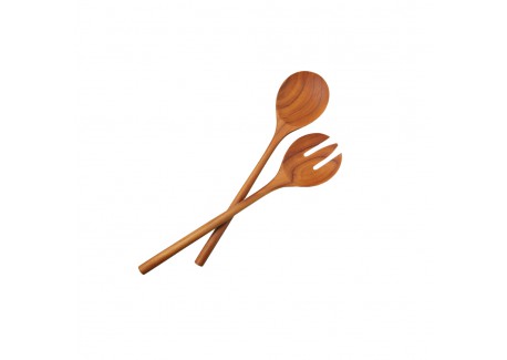 Couverts à Salade Design en Bois Teck 33 cm