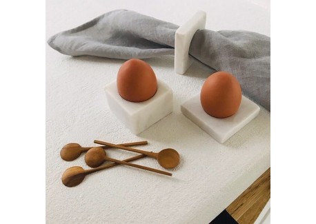 Coquetier pour Oeuf à la Coque Marbre Blanc