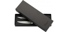 Rib 2 Steakmes Mat Staal Zwart Heft + Doos