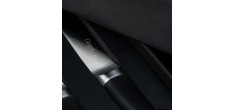 Rib 2 Steakmes Mat Staal Zwart Heft + Doos