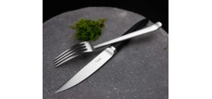Rib 2 Steakmes Mat Staal Zwart Heft + Doos