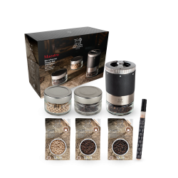 Maestro Bar à Poivres Coffret Moulin à Multi Poivres Bois Graphite 7 p