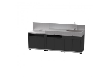 Meubles Cuisine Extérieure 3 Éléments Modulable Inox et Noir