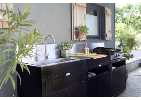 Outdoor keuken Meubel 3 modulaire Elementen RVS en Zwart
