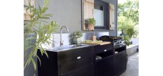 Meubles Cuisine Extérieure 3 Éléments Modulable Inox et Noir