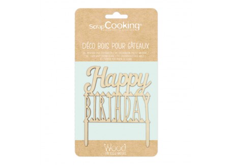 Cake Topper Houten "Happy Birthday"