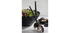Couverts à Salade Manche Noir Bois Manguier 33,5 cm
