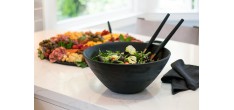 Saladebestek Zwart Handvat Mangohout 33,5 cm