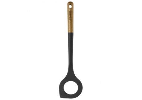Cuillère à Risotto Silicone Noir Manche Bois 31 cm
