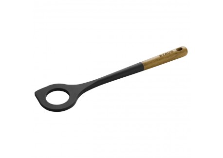 Cuillère à Risotto Silicone Noir Manche Bois 31 cm