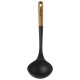 Louche à Soupe Silicone Noir Manche Bois 31 cm