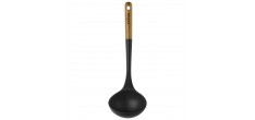 Soeplepel Houten Handvat Zwart Siliconen 31 cm