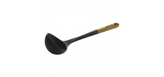 Louche à Soupe Silicone Noir Manche Bois 31 cm