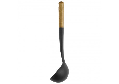 Soeplepel Houten Handvat Zwart Siliconen 31 cm