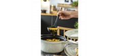 Louche à Soupe Silicone Noir Manche Bois 31 cm