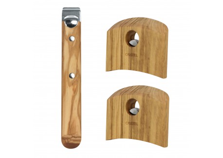 Casteline Set Poignée et Manches Amovibles Bois d'Olivier 3 pcs