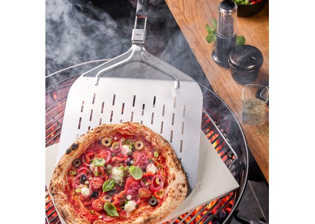 Geperforeerde Pizzaschep met Inklapbare Handgreep 63x32 cm