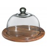 Zie dia Acaciahout Rond Kaasblad met Glazen Cloche 30 cm