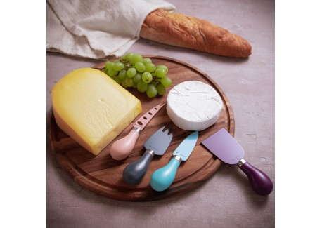 Plateau à Fromage Rond Bois Acacia avec Cloche en Verre 30 cm