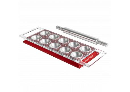 Tablet Moule Ravioli 10 pcs Design avec Rouleau Rouge