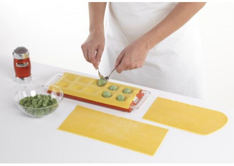 Tablet Moule Ravioli 10 pcs Design avec Rouleau Rouge