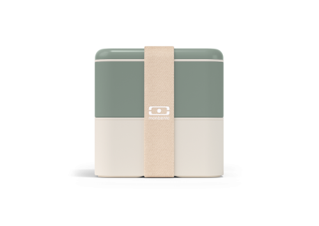 Square Bento LunchBox Natural Groen Made in France 1,7 L