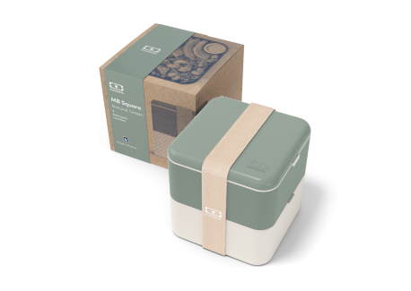 Square Bento LunchBox Natural Groen Made in France 1,7 L