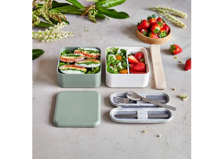 Square Bento LunchBox Vert Natural Made in France 1,7 L