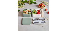 Square Bento LunchBox Natural Groen Made in France 1,7 L
