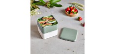 Square Bento LunchBox Natural Groen Made in France 1,7 L