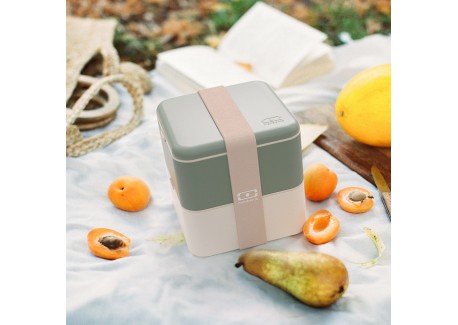 Square Bento LunchBox Natural Groen Made in France 1,7 L