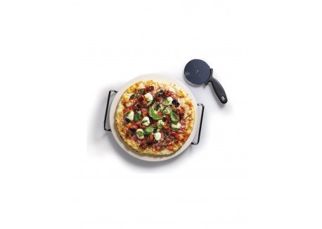 Pizzasteen met Houder 32 cm en Pizzasnijder