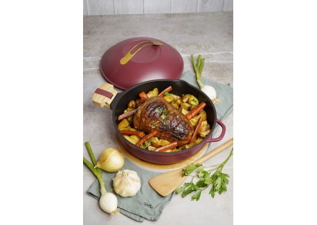 Fabuleuse Poêle Anti-Adhésive 8 en1 28 cm Bordeaux Rubis 4,5L
