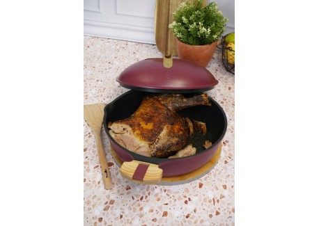 Fabuleuse Poêle Anti-Adhésive 8 en1 28 cm Bordeaux Rubis 4,5L