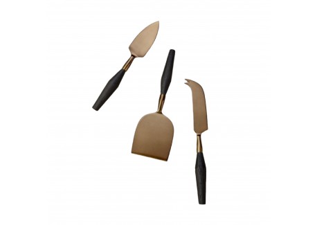 Set de 3 Couteaux à Fromage Manche Noir Bois de Manguier
