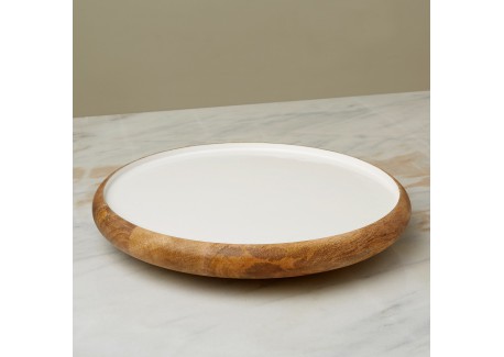 Draaibare Serveerplank Mangohout en Wit Hars 35 cm