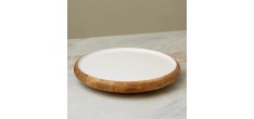 Draaibare Serveerplank Mangohout en Wit Hars 35 cm