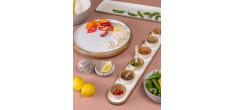 Draaibare Serveerplank Mangohout en Wit Hars 35 cm
