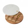 Zie dia Ronde Marmeren Kaasplank met Bestekset 30 cm