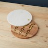 Zie dia Ronde Marmeren Kaasplank met Bestekset 30 cm