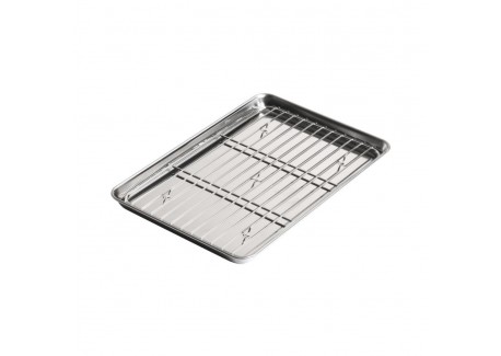 Japans Serveerbord met RVS Rooster 21,5x15 cm