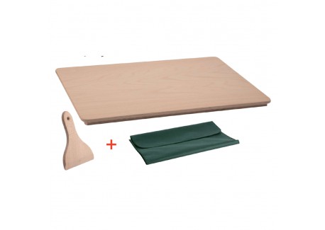 Houten kneedplank met schraper en Hoes 75x50 cm