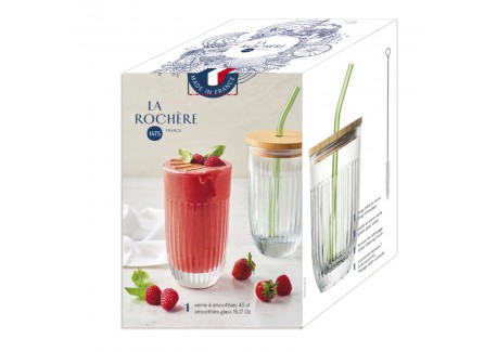 Ouessant Verre à Smoothie avec Couvercle et Paille 45 cl