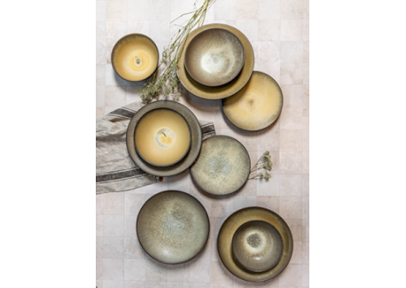 Divine Moon Assiette Plate Gris Anthracite/Ocre 28 cm 