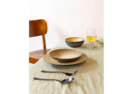 Divine Moon Diep Bord Antraciet Grijs/Oker 26,5 cm